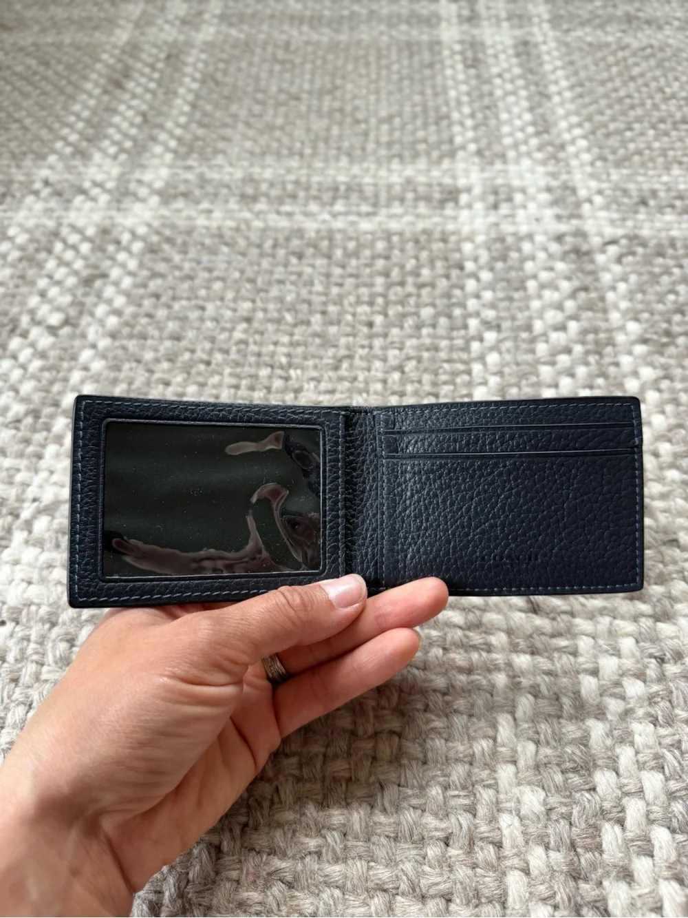 Coach leather card wallet dark blue